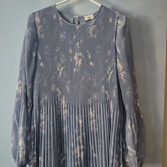 Wilfred Pleaded Daydreamer Chiffon Blue Floral Print Dress S - Picture 3 of 5